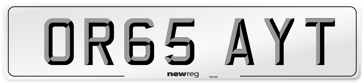 OR65 AYT Number Plate from New Reg